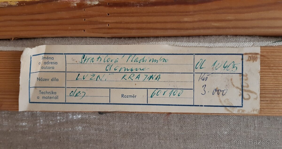 Obraz olej na plátně Vladimíra Stratilová signováno , " Luž - 6