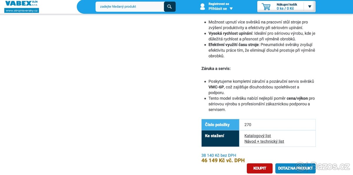 Pneumatický strojní svěrák JPV-6 (VMC-6P) - 6