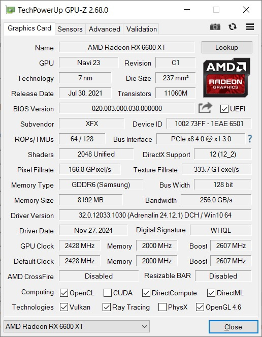 Radeon XFX RX 6600 XT - 6