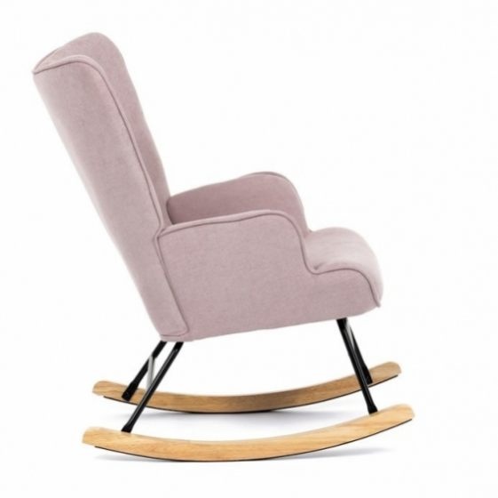 Houpací křeslo 371 s látkovým potahem v zelené, hnědé a růžo - 6