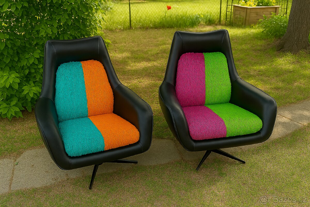 Retro křesla 2ks otočná - 6