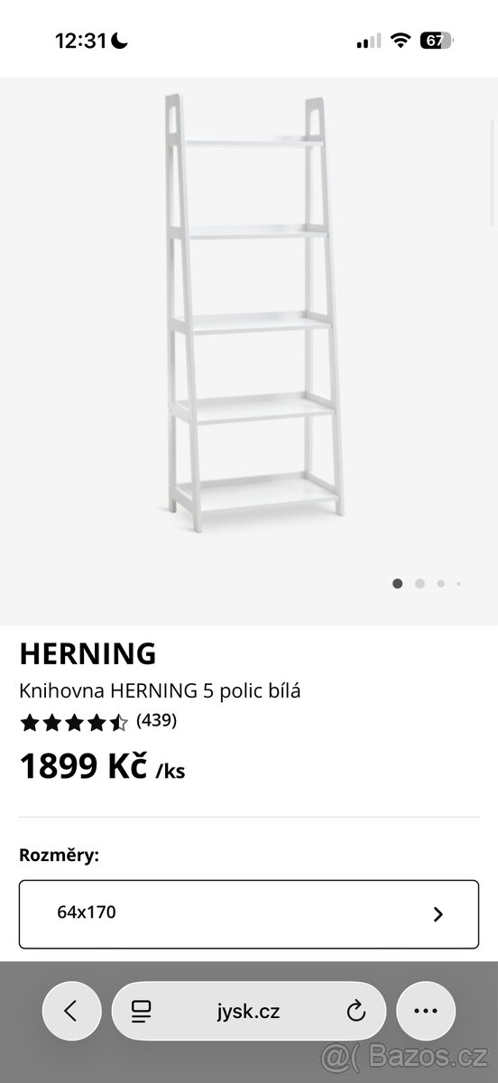 Bílá knihovna/polička Jysk - 6