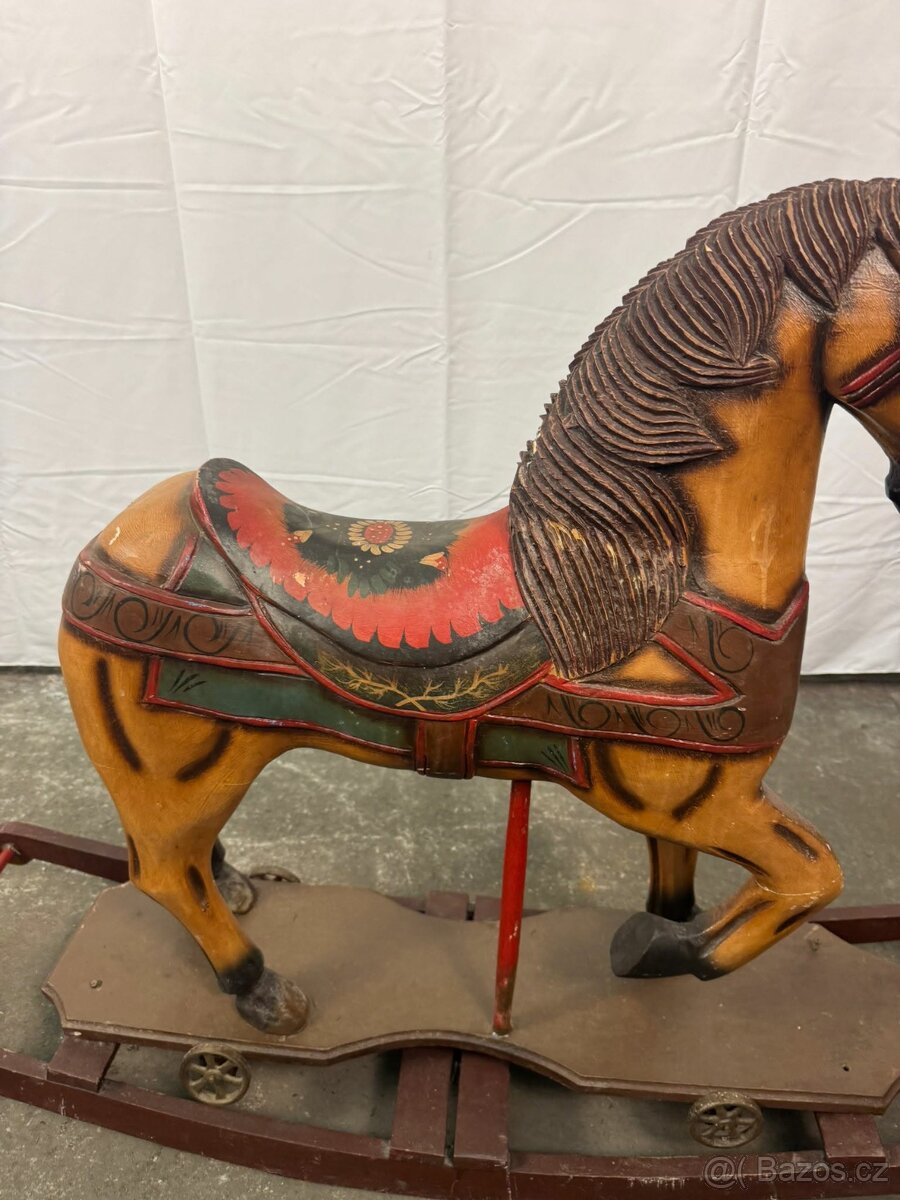 Starožitný dřevěný houpací kůň (137016) - 6