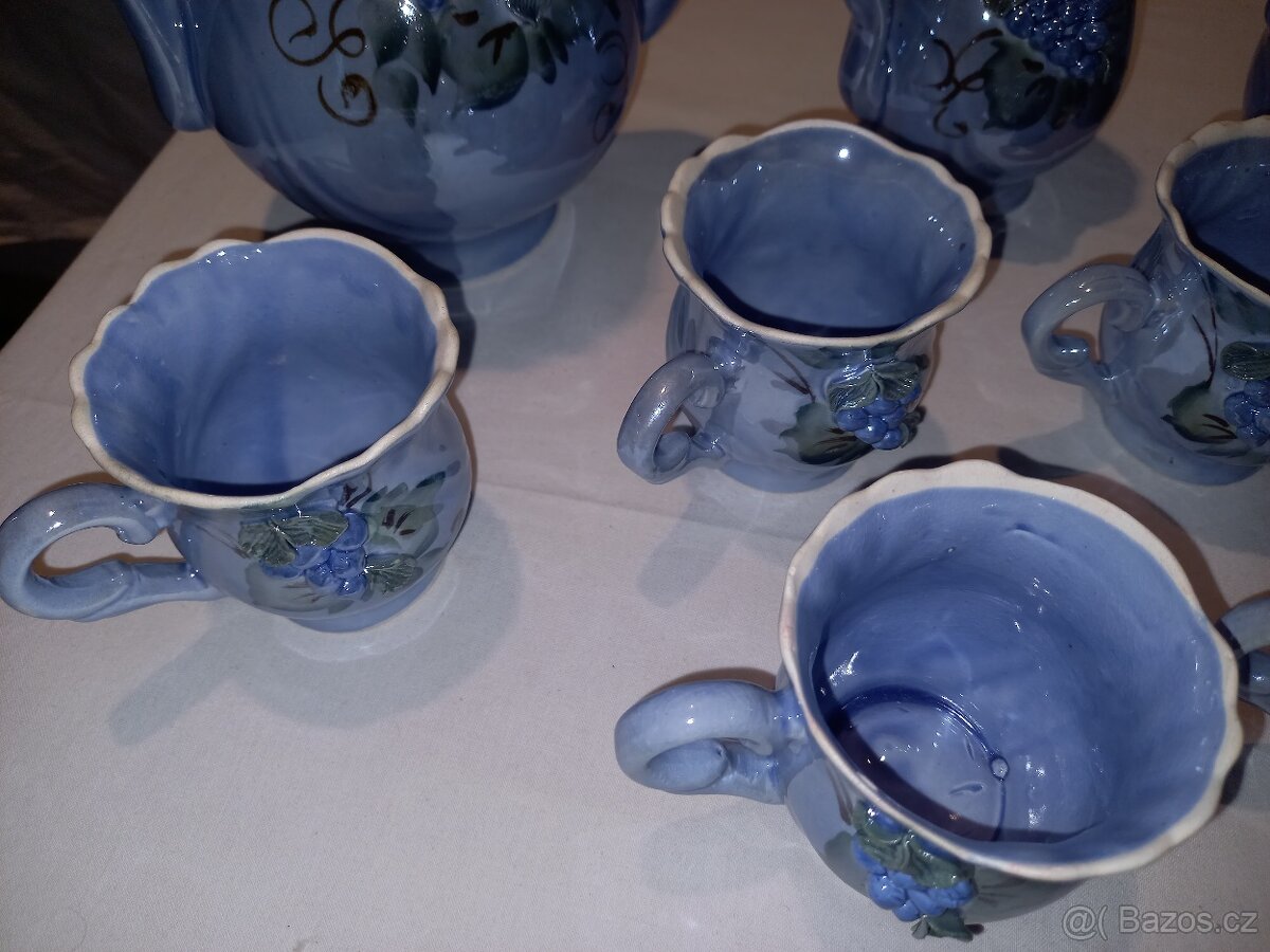 Glazurovaná keramika - kávový servis (9 ks). - 6