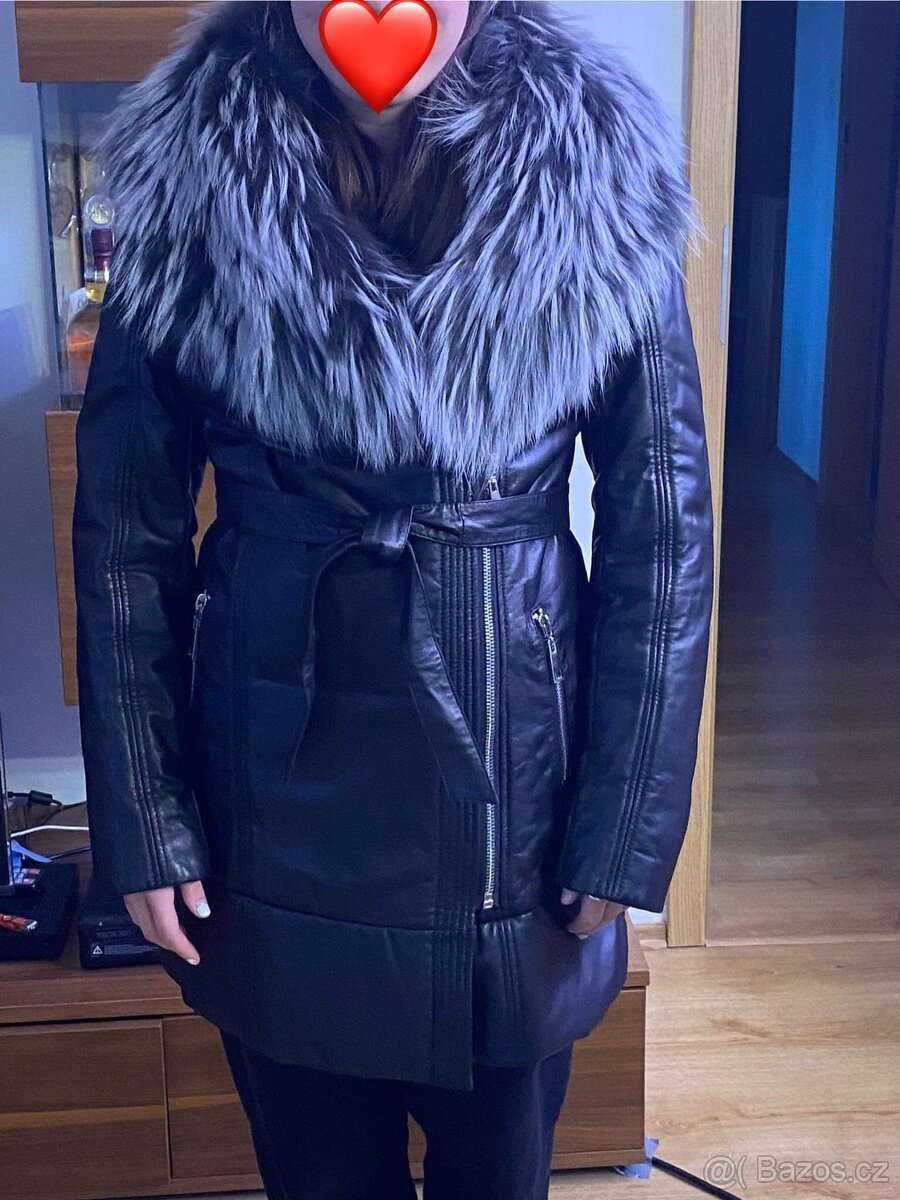 Prodám zateplený kožený kabát velikost M - 6