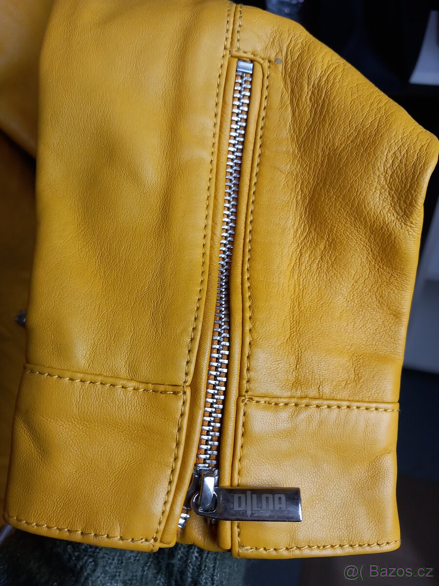 Becca Yellow Dámská Kožená Bunda Žlutá - 6