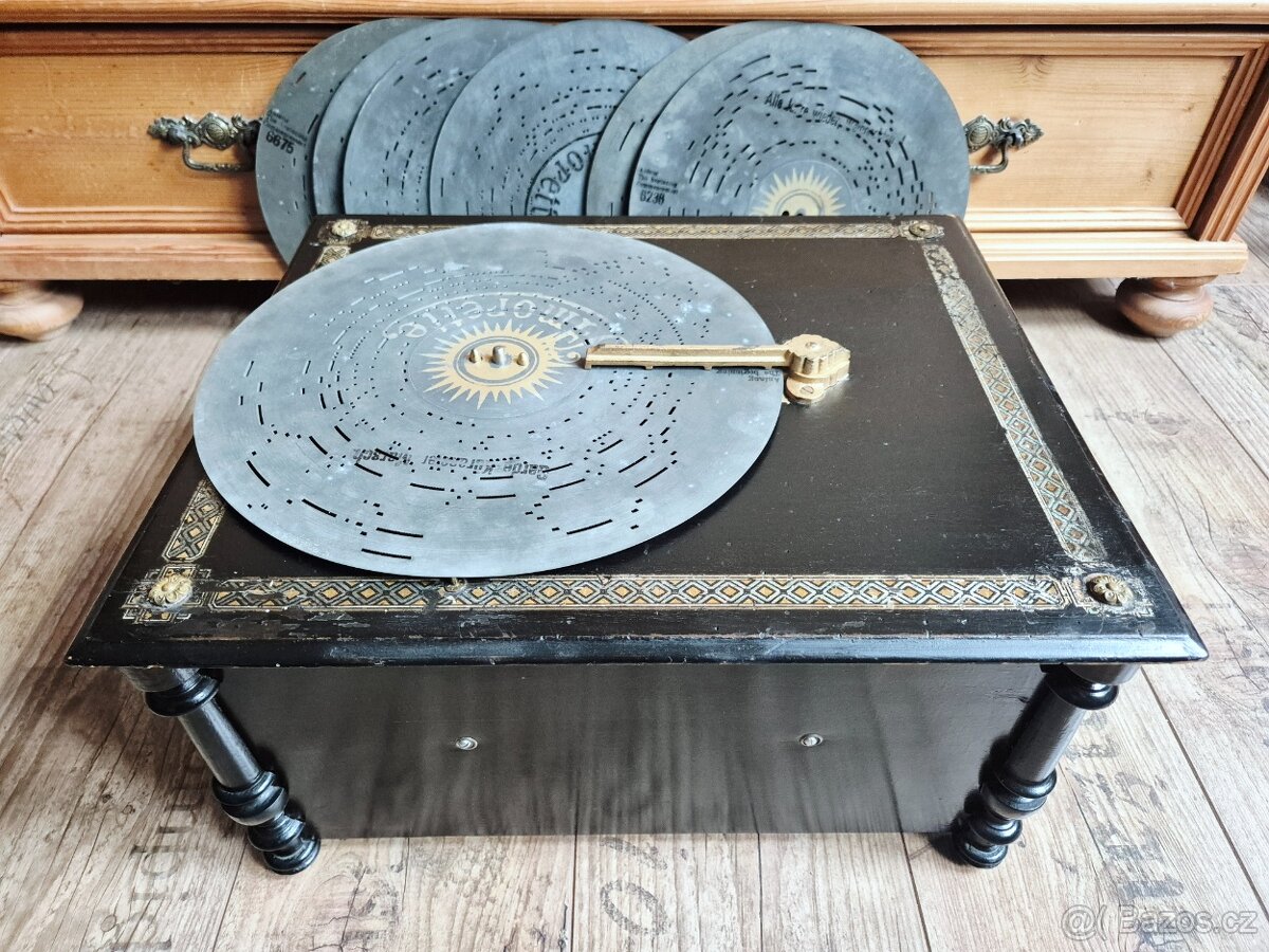 Starožitný hrací stroj, flašinet Mandolinata, Amorette, 1898 - 6