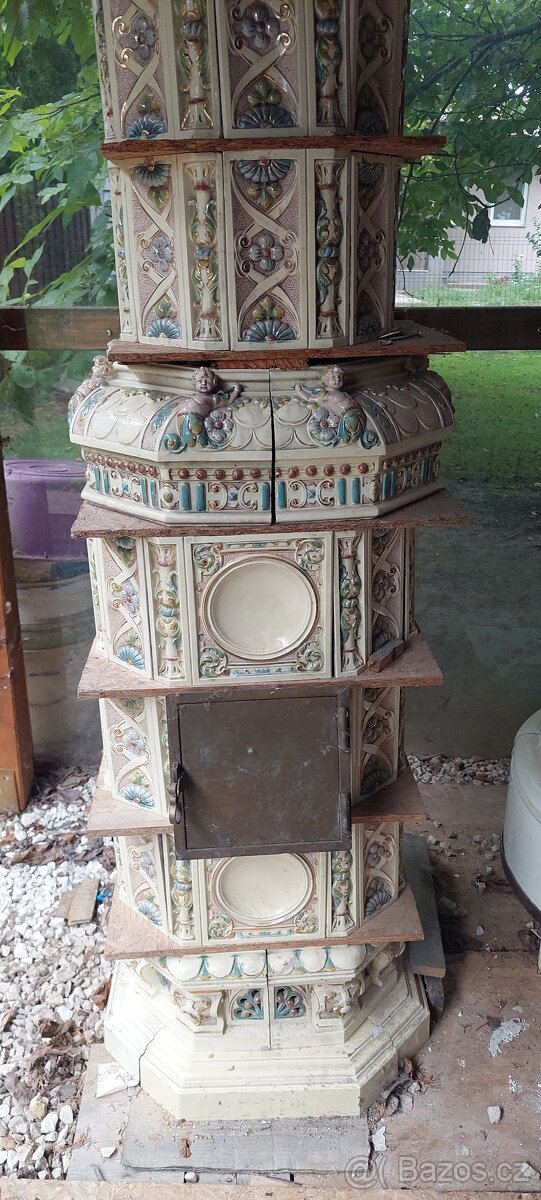 Kachlová kamna, starozitná - 6