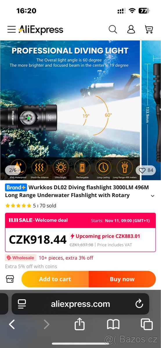 LED ruční svítilna Wurkkos DL-02 3000 LM - 6