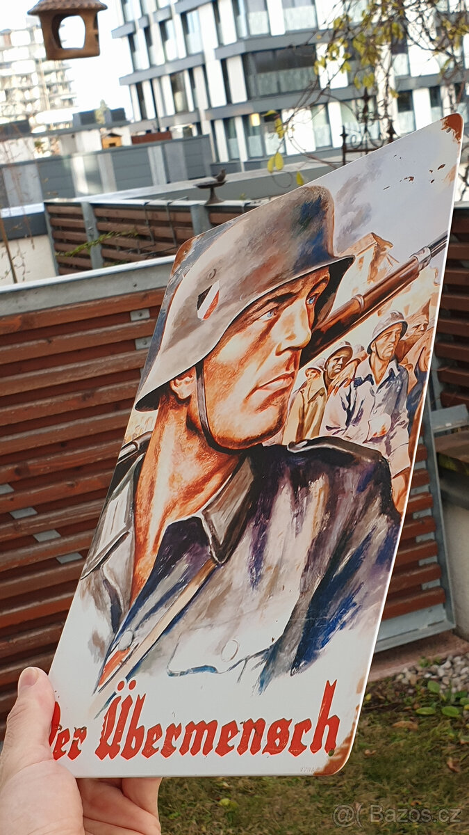 Plechová retro cedule – nadčlověk (20×30 cm) - 6