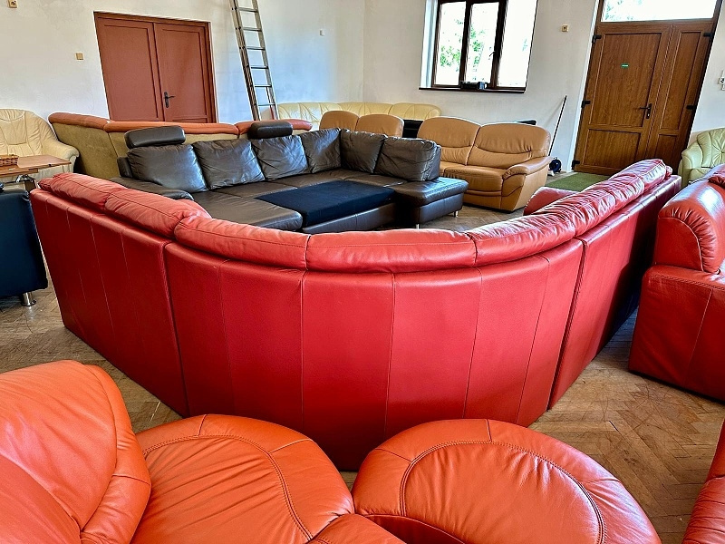 356 Kožená rozkládací rohová sedací souprava sedačka - 6