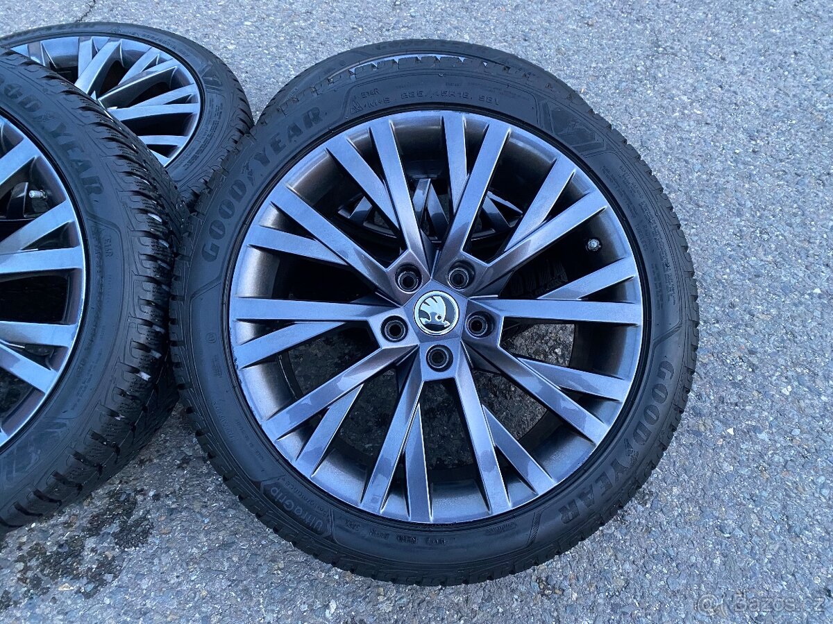 Alu kola Škoda Antares 5x112 r18,zimní pneumatiky 235/45 r18 - 6