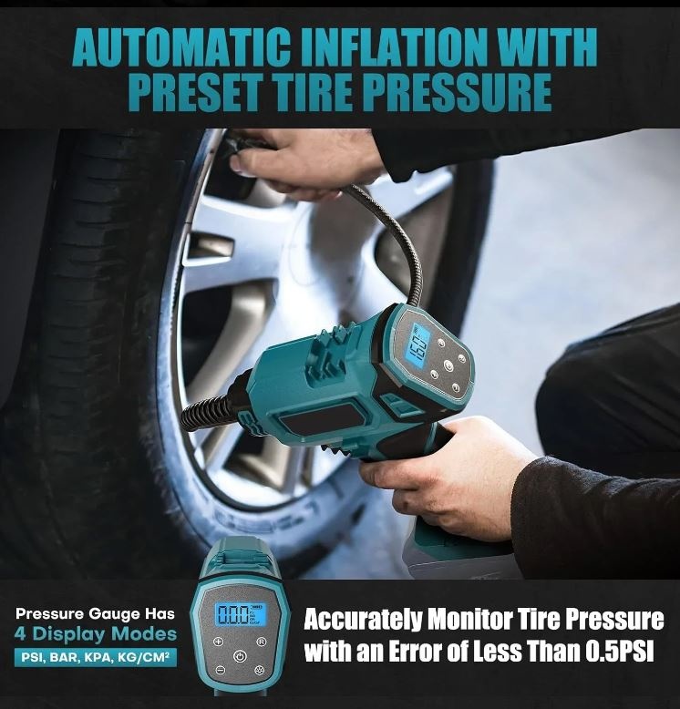 Přenosný kompresor pro Makitu baterie 18V i napájení z 12V - 6