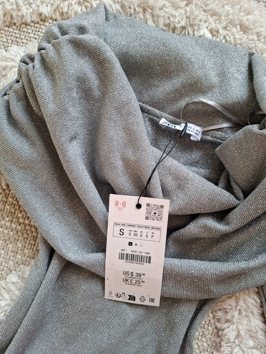 Třpytivé off shoulder šaty Zara - 6