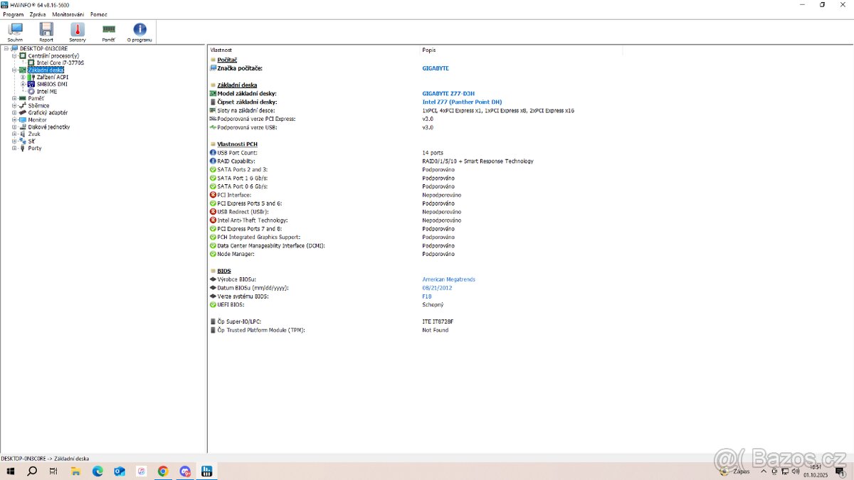 Intel Core i7 3770S + GIGABYTE Z77-D3H + DDR3 16GB - 6