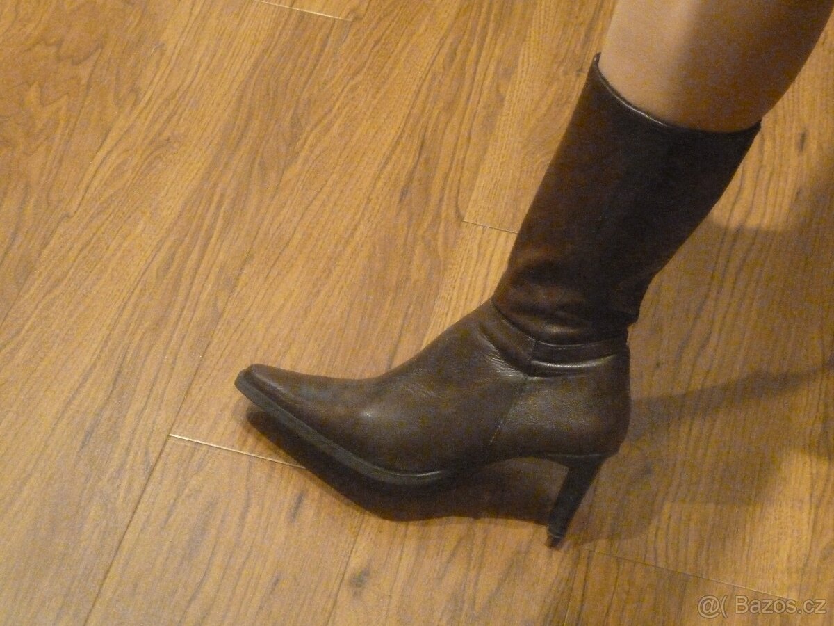 Dámské kozačky (Itálie), vel. 38, pravá kůže. - 6