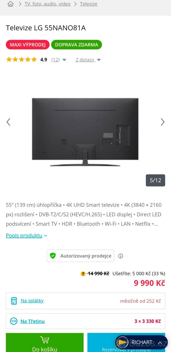 Televize LG 55" 139cm - 6