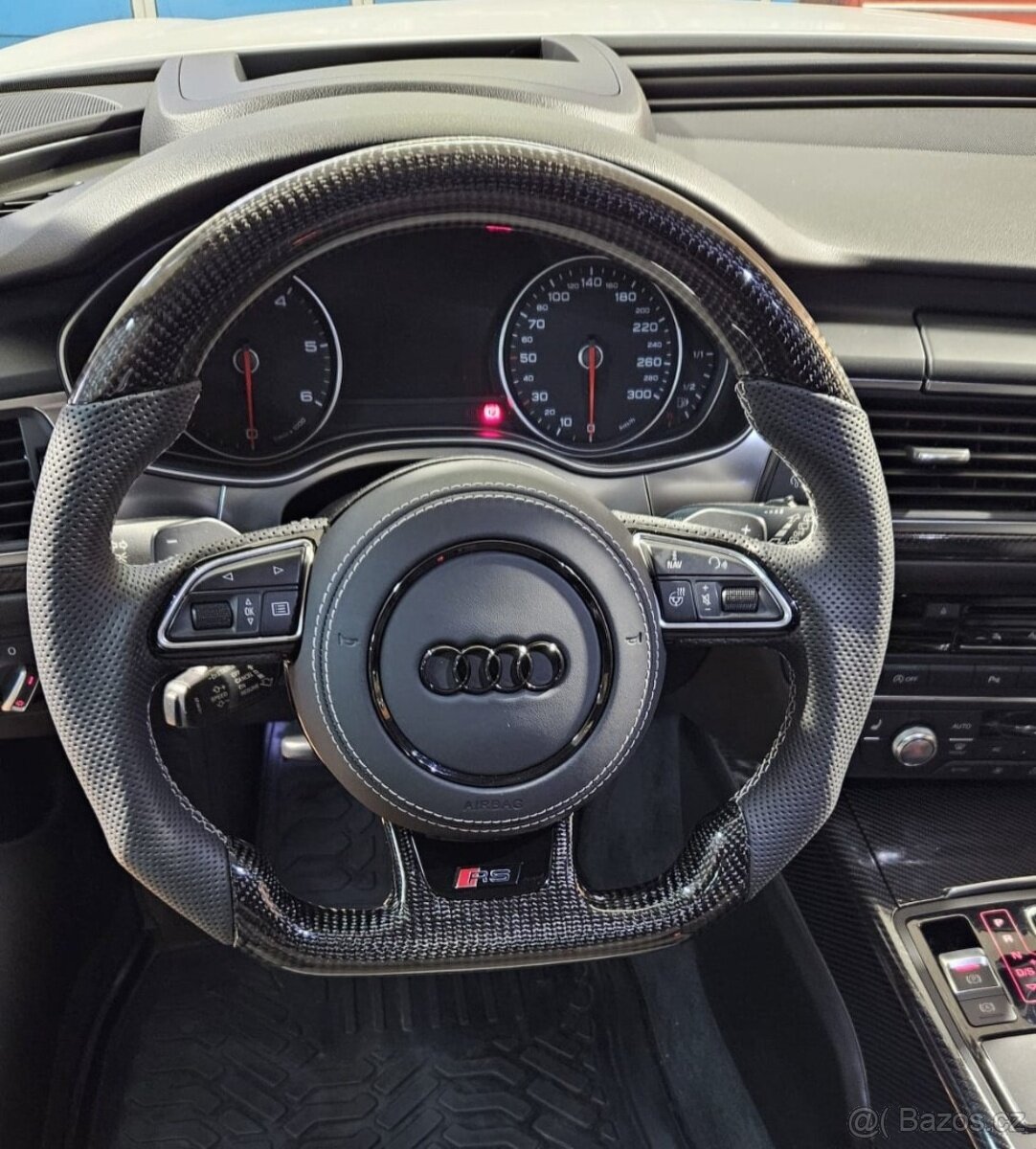 AUDI VOLANT CARBONOVY - zkoseny - karbon - perforovana kuze - 6