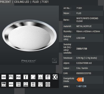 LED svítidlo PREZENT Fluo 4000K/1700lm na opravu - 6