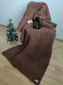 Pletená deka pro dospělé hnědá - 6