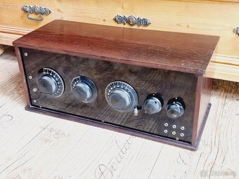 Starožitné rádio, truhlička, 4 lampovka, cca 1926 - 6