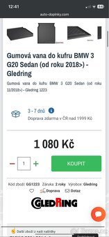 Gumová vana do kufru BMW 3 G20 Sedan (od roku 2018>) - 6