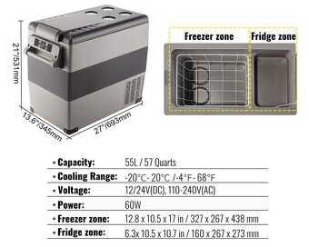 Autochladnička kompresorová, autolednice, objem 55l - 6
