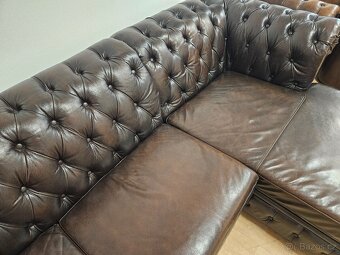 CHESTERFIELD ŠTÝL,ROHOVÁ KOŽENÁ V TOP STAVE,ZNÍŽENÁ CENA - 6