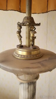 Starožitna veliká lampa mramor originál veliké stínítko - 6
