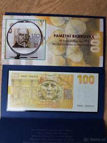 Pamětní bankovky 100Kč Alois Rašín - NÍZKÉ ČÍSLA, VÍCE KUSŮ - 6