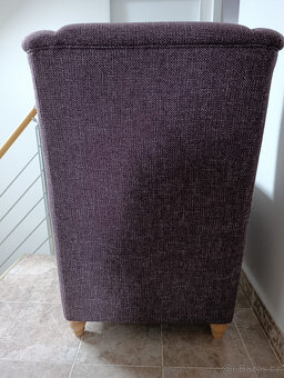 Křeslo ušák s taburetem - vínové (fialové) - 6