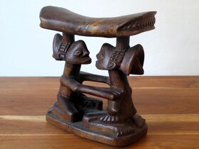 Starý dřevěný podhlavníček Afrického kmene Luba z Konga - 6