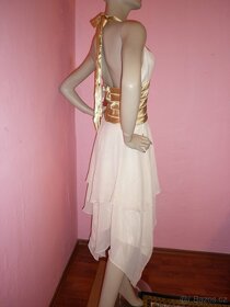 Krémovo-zlaté společenské šaty vel.34 - 6