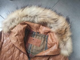 Dámská kožená jarní bunda parkr kabát s kožešinou - 6