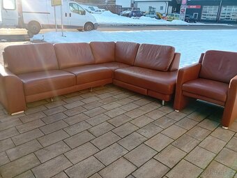 rohová, kožená sedací souprava, křeslo - 6
