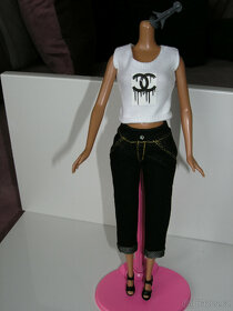 Šaty kalhoty tričko oblečky na panenku Barbie - 6