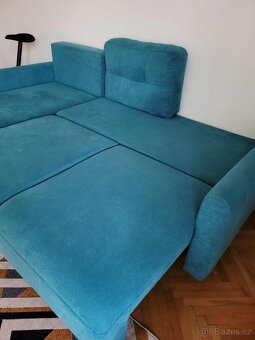 Tyrkysová rozkládací pohovka Bobochic Paris, levý roh - 6