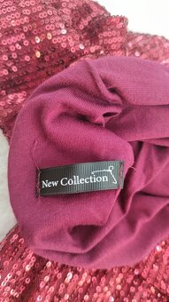 Vínové flitrové šaty New Collection vel. S - 6