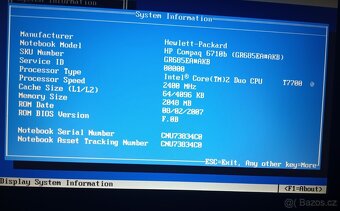 notebook HP Compaq 6710b, Intel core2 duo 2,4Ghz, 2Gb RAM, - 6