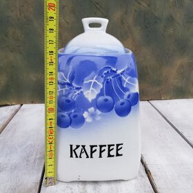Starožitná porcelánová dóza Kaffee, motiv třešně. - 6
