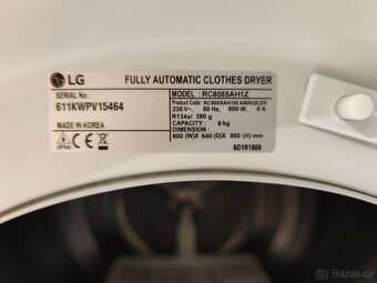 Sušička prádla LG, 8kg, kondenzační, A++ - 6