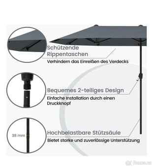 Dvojitý zahradní slunečník – 3,8x2m - 6