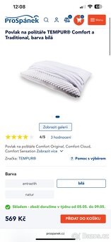 Tempur paměťové polštáře 2 kusy + ochranný povlak zdarma - 6