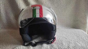 Stylová helma na motorku. Bílá s trikolórou. Nová - 6
