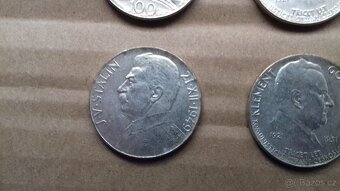 Stříbrné pamětní výroční mince 100 Kčs Stalin Gottwald Únor - 6