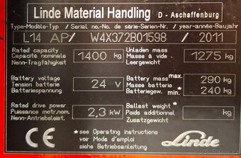 Vysokozdvižný vozik Linde L14 - 6