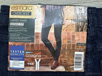 NOVÉ Dámské džíny Skinny fit s vyšívanými květy, vel. 34 - 6