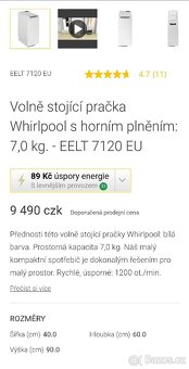 Krásná pračka 7kg horní plnění, skvělý stav - 6