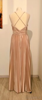 Zlaté plesové/společenské šaty s plisovanou sukní - 6