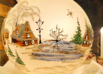 Vánoční Lampa Malovaná Zimní vesnička Dekorace, Dárek - 6